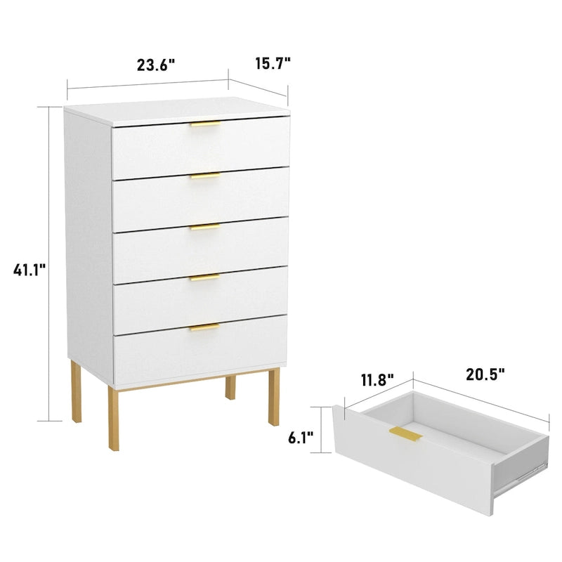Commode 5 tiroirs Table de chevet Meuble de rangement