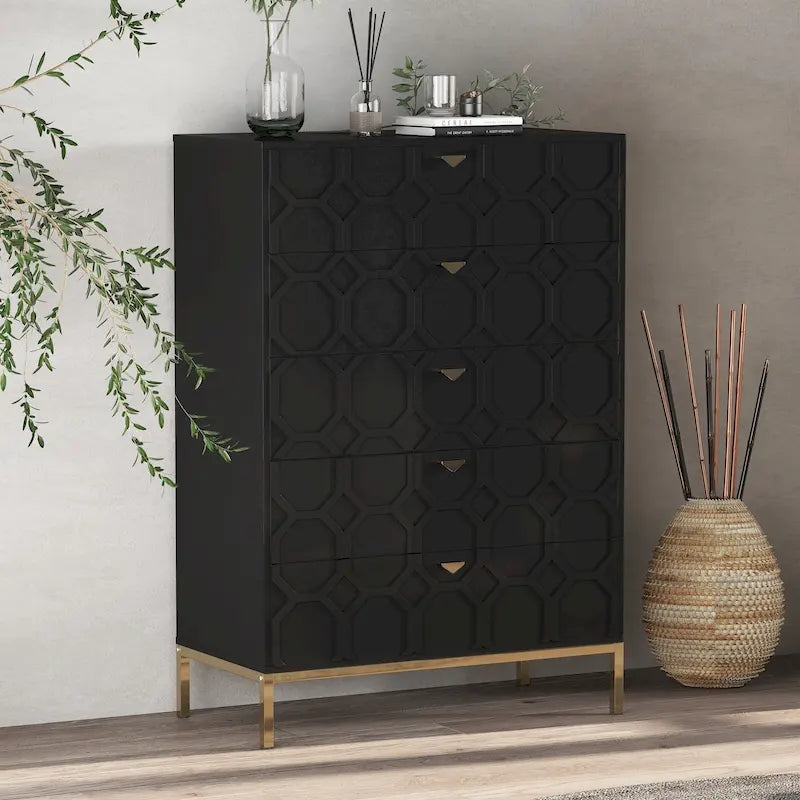 Commode en bois à 5 tiroirs