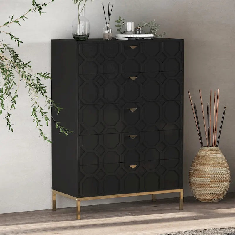 Commode en bois à 5 tiroirs