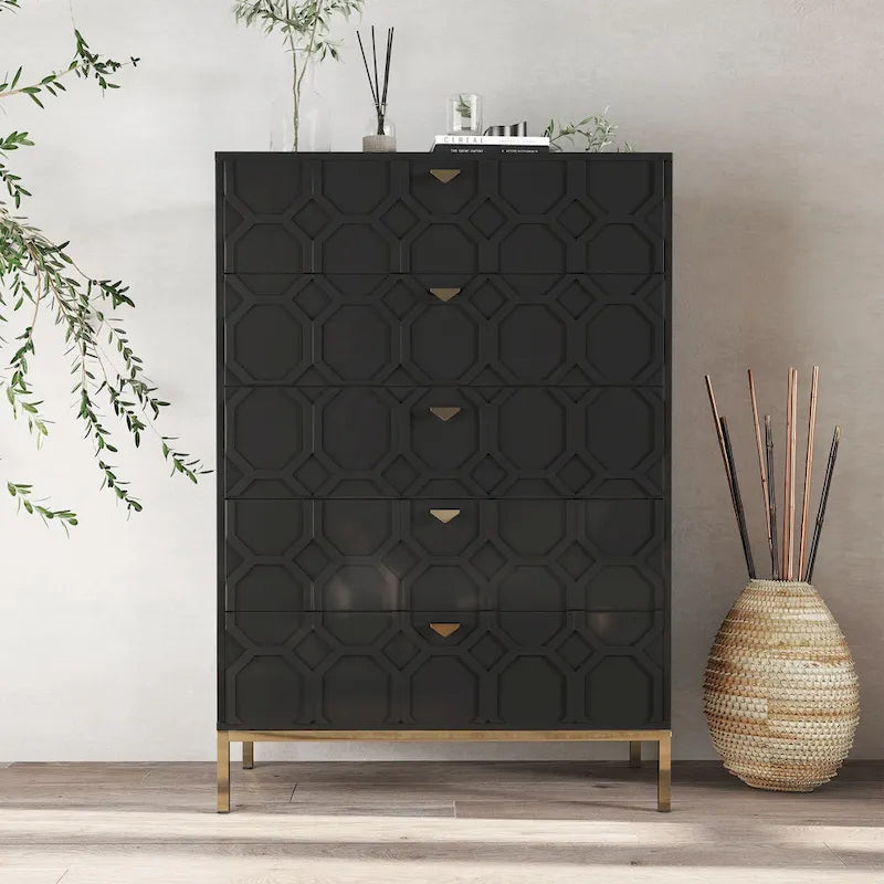 Commode en bois à 5 tiroirs