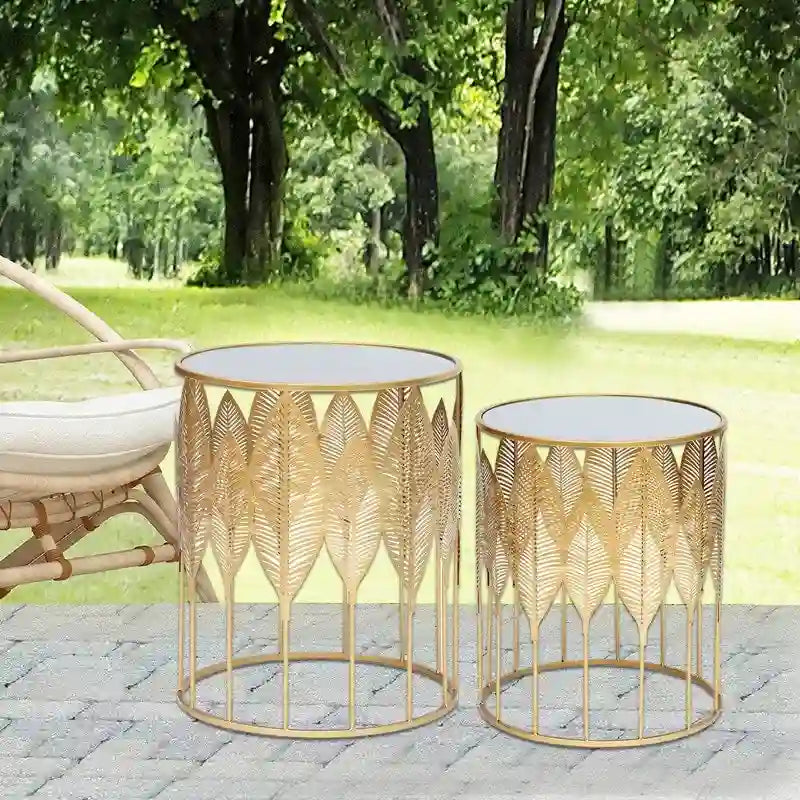 Tables d'appoint feuilles d'or, tables de chevet, tables basses d'appoint