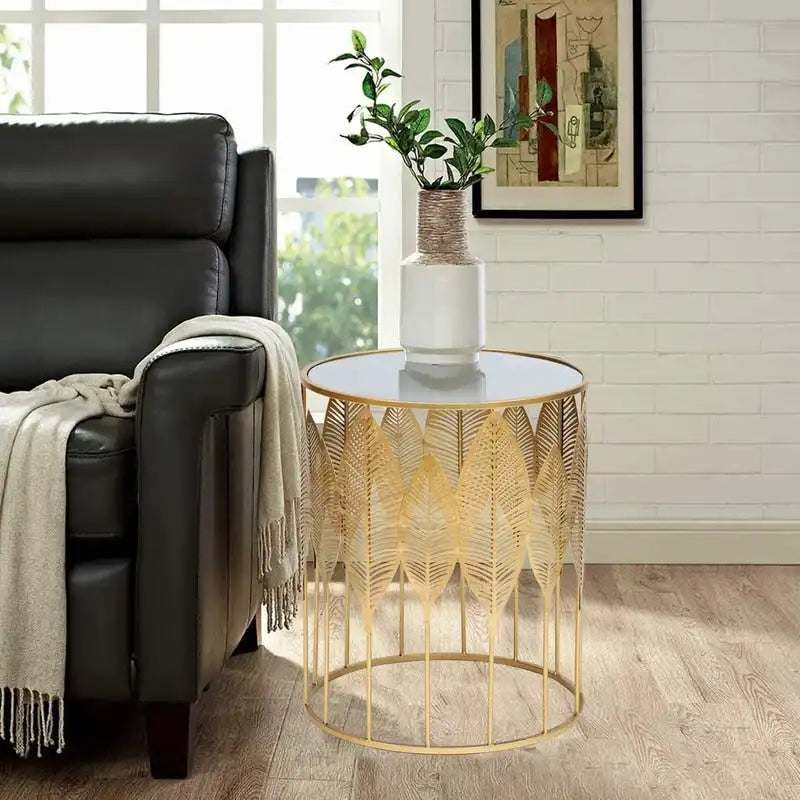 Tables d'appoint feuilles d'or, tables de chevet, tables basses d'appoint
