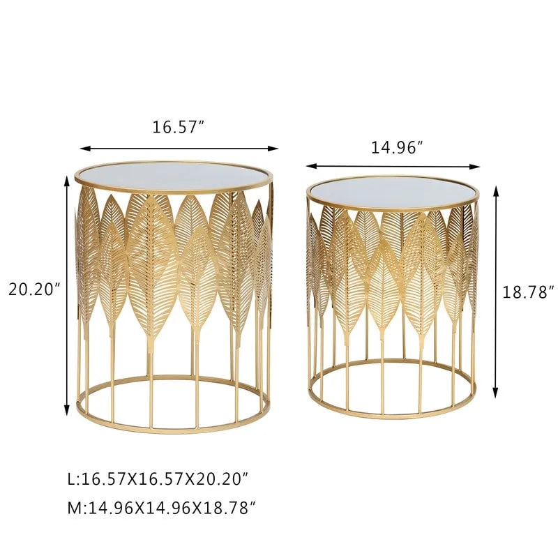 Tables d'appoint feuilles d'or, tables de chevet, tables basses d'appoint