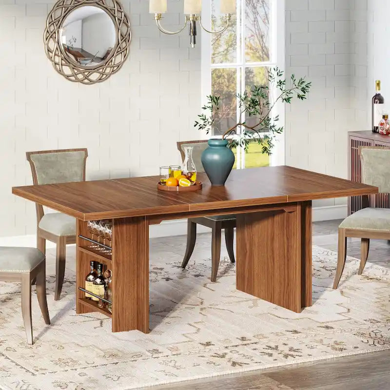Table de cuisine rectangulaire en bois avec rangement