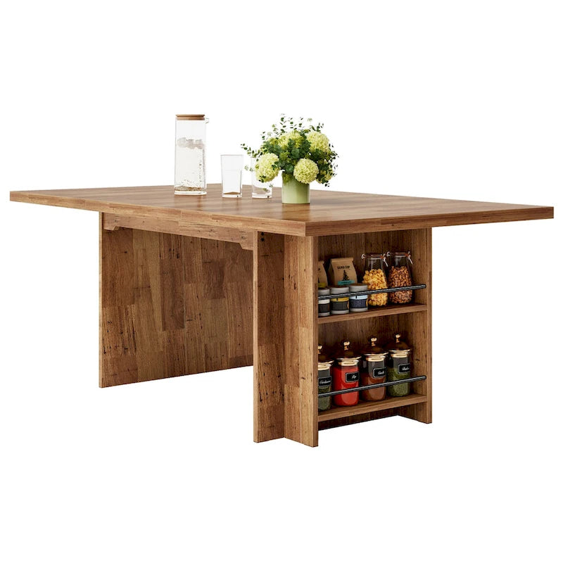 Table de cuisine rectangulaire en bois avec rangement