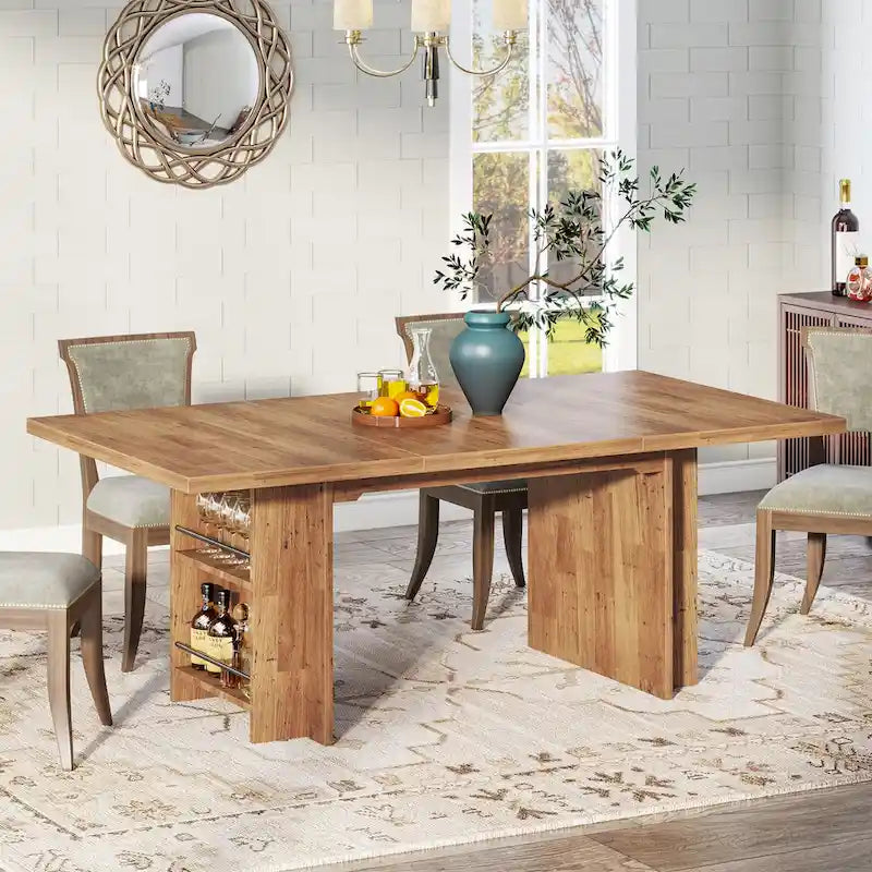 Table de cuisine rectangulaire en bois avec rangement