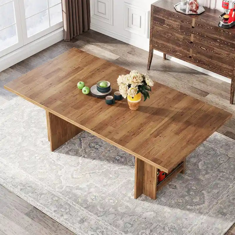 Table de cuisine rectangulaire en bois avec rangement