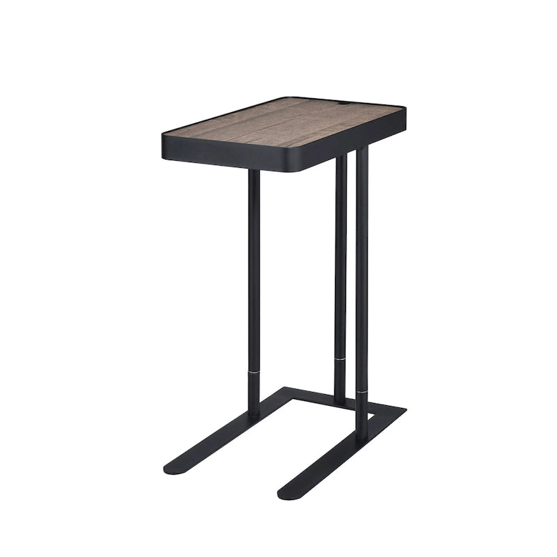 Table d'appoint industrielle en métal en C avec ouverture coulissante par le haut