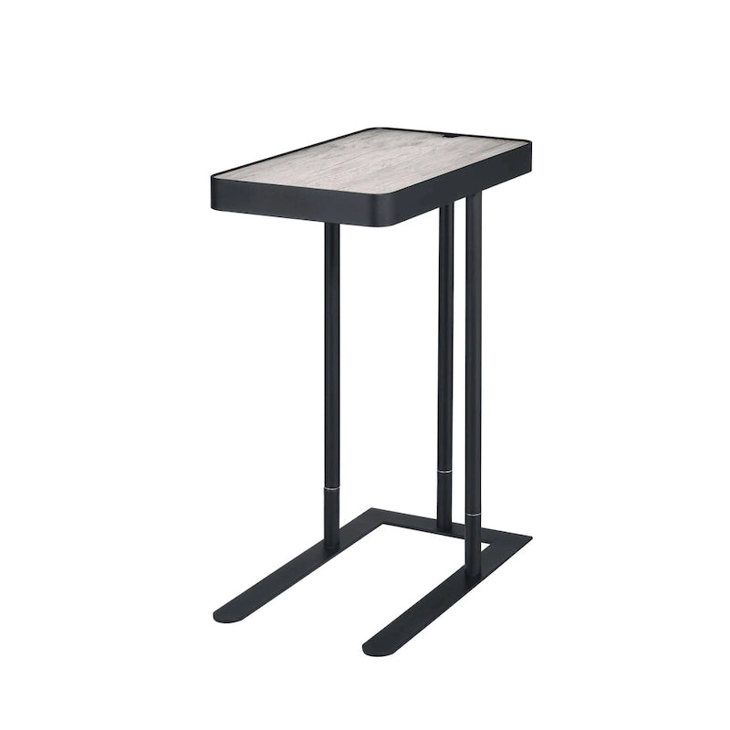 Table d'appoint industrielle en métal en C avec ouverture coulissante par le haut