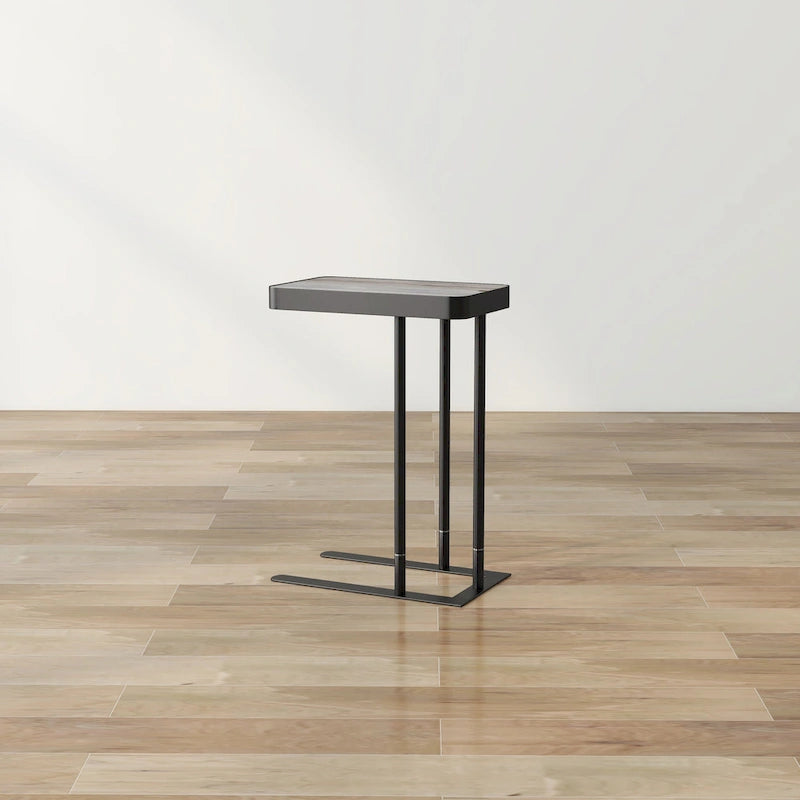 Table d'appoint industrielle en métal en C avec ouverture coulissante par le haut