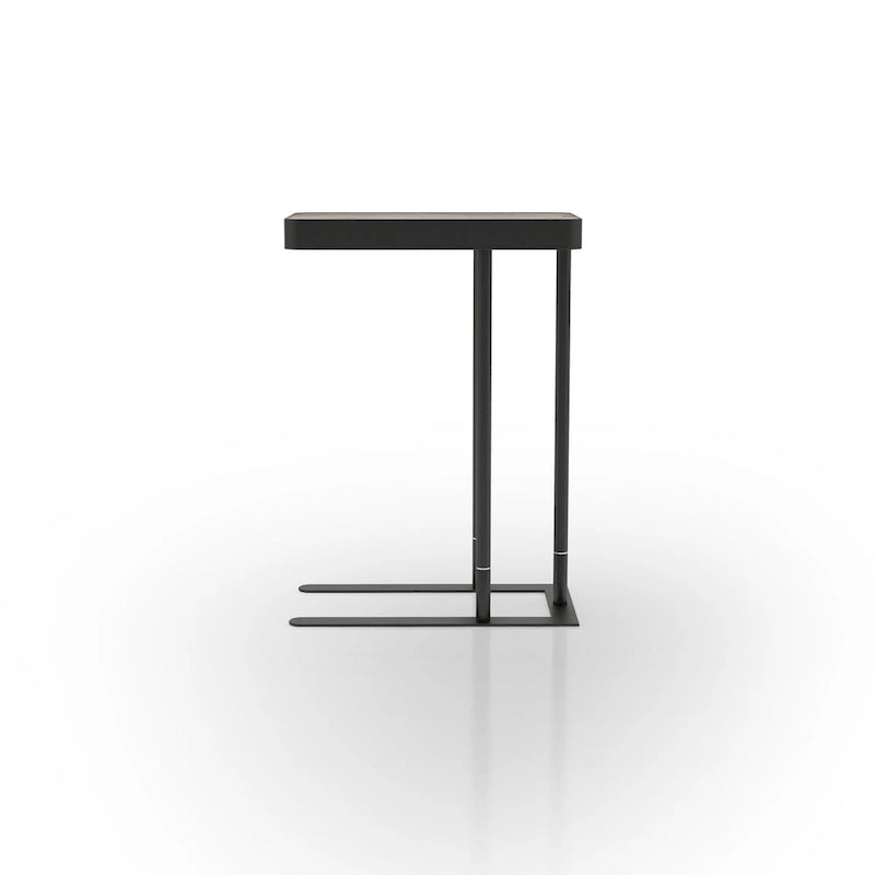 Table d'appoint industrielle en métal en C avec ouverture coulissante par le haut