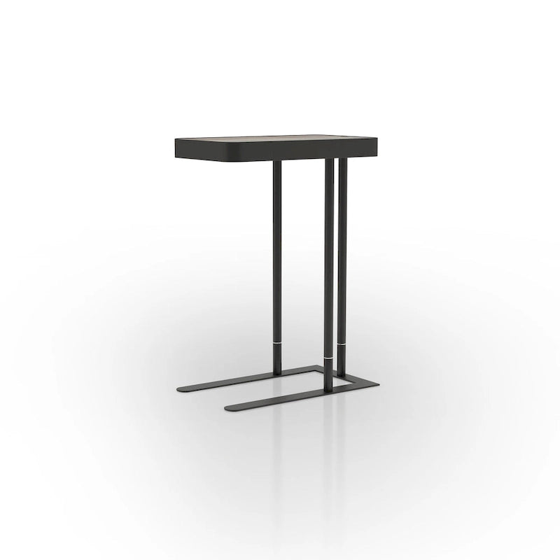 Table d'appoint industrielle en métal en C avec ouverture coulissante par le haut