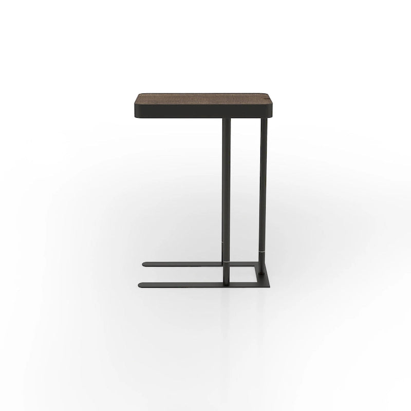 Table d'appoint industrielle en métal en C avec ouverture coulissante par le haut