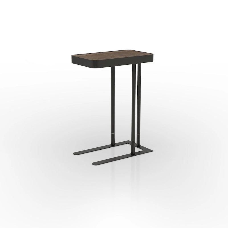 Table d'appoint industrielle en métal en C avec ouverture coulissante par le haut