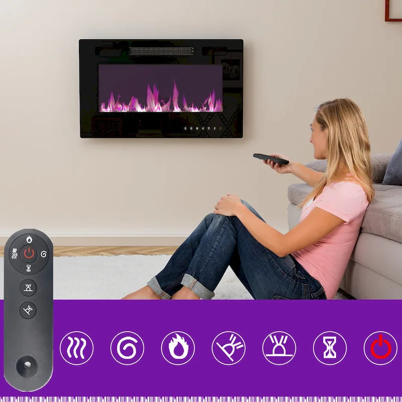 Meuble TV cheminée avec console TV cheminée électrique et télécommande