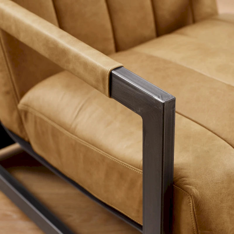 Fauteuil d'appoint de salon en cuir véritable