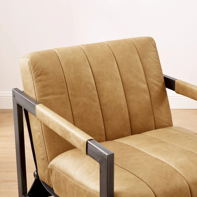 Fauteuil d'appoint de salon en cuir véritable