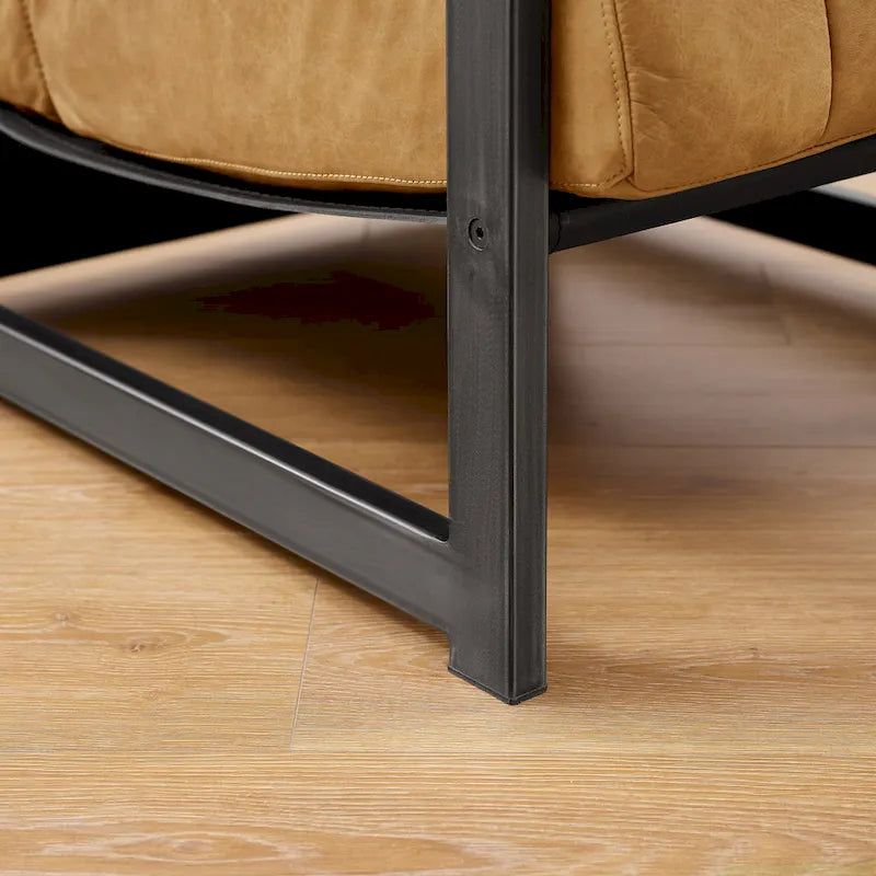 Fauteuil d'appoint de salon en cuir véritable