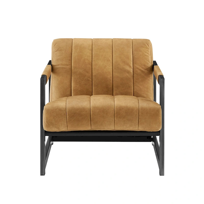 Fauteuil d'appoint de salon en cuir véritable