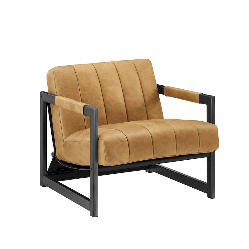 Fauteuil d'appoint de salon en cuir véritable