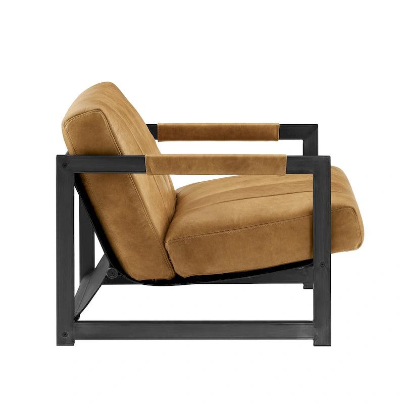 Fauteuil d'appoint de salon en cuir véritable