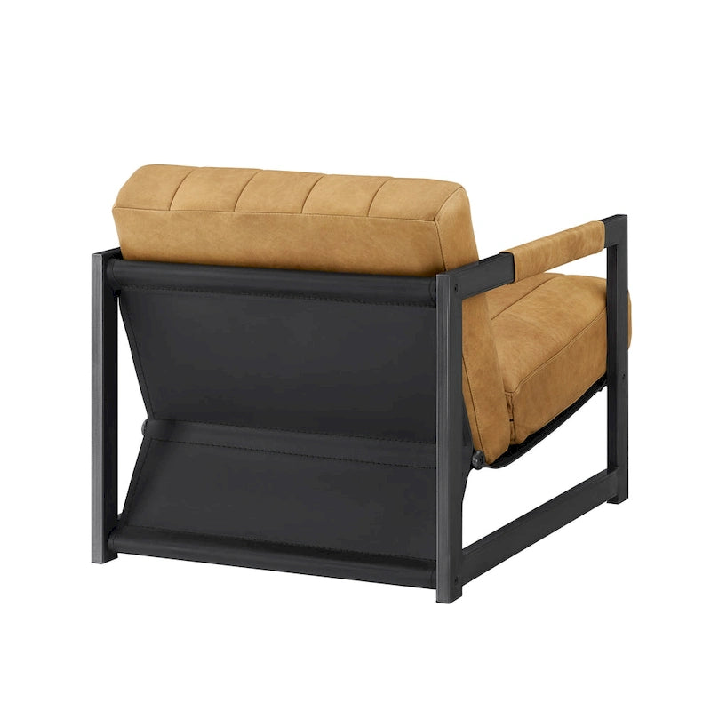 Fauteuil d'appoint de salon en cuir véritable