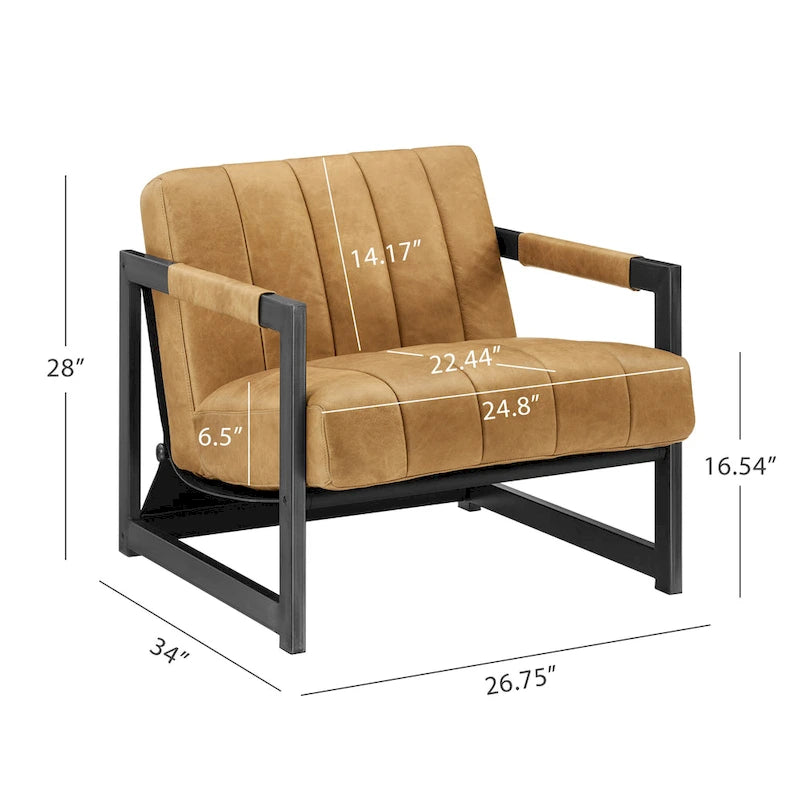 Fauteuil d'appoint de salon en cuir véritable