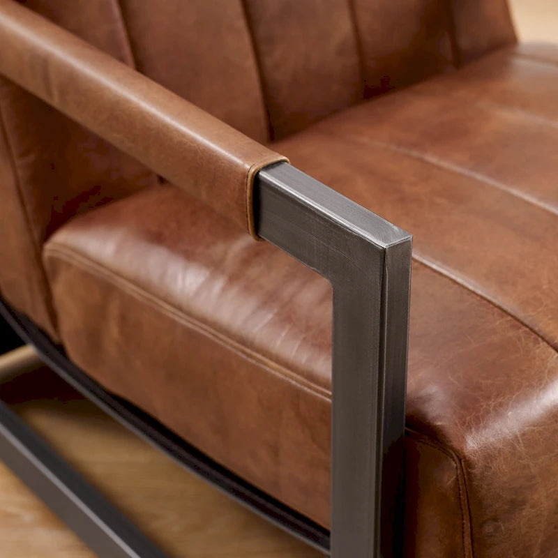Fauteuil d'appoint de salon en cuir véritable
