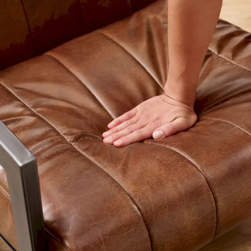 Fauteuil d'appoint de salon en cuir véritable