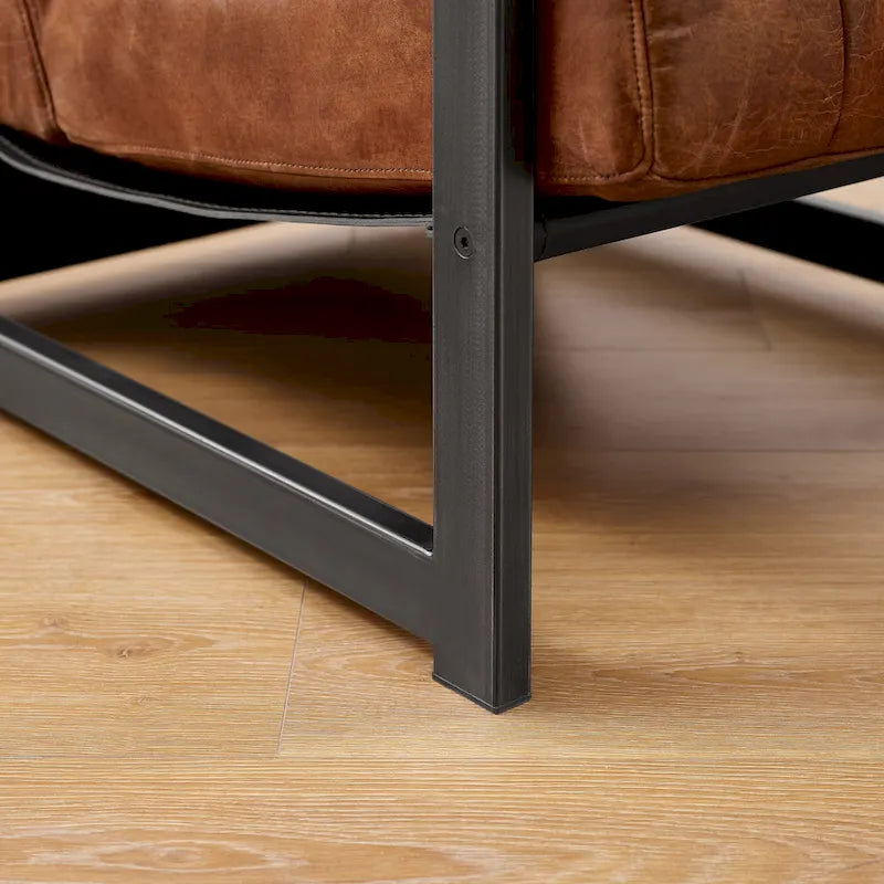 Fauteuil d'appoint de salon en cuir véritable