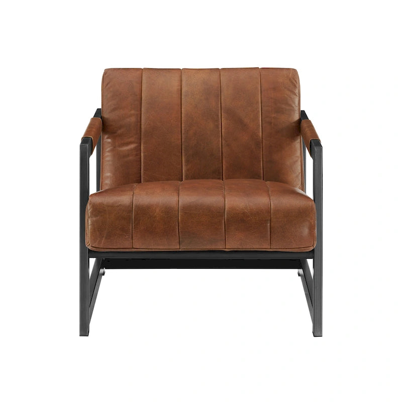 Fauteuil d'appoint de salon en cuir véritable