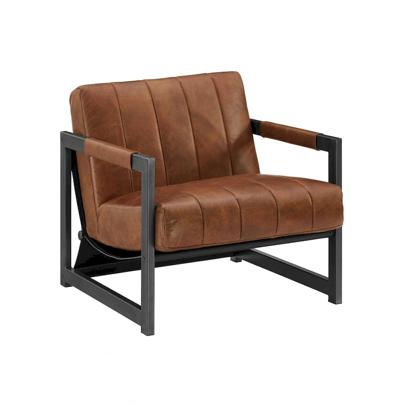 Fauteuil d'appoint de salon en cuir véritable