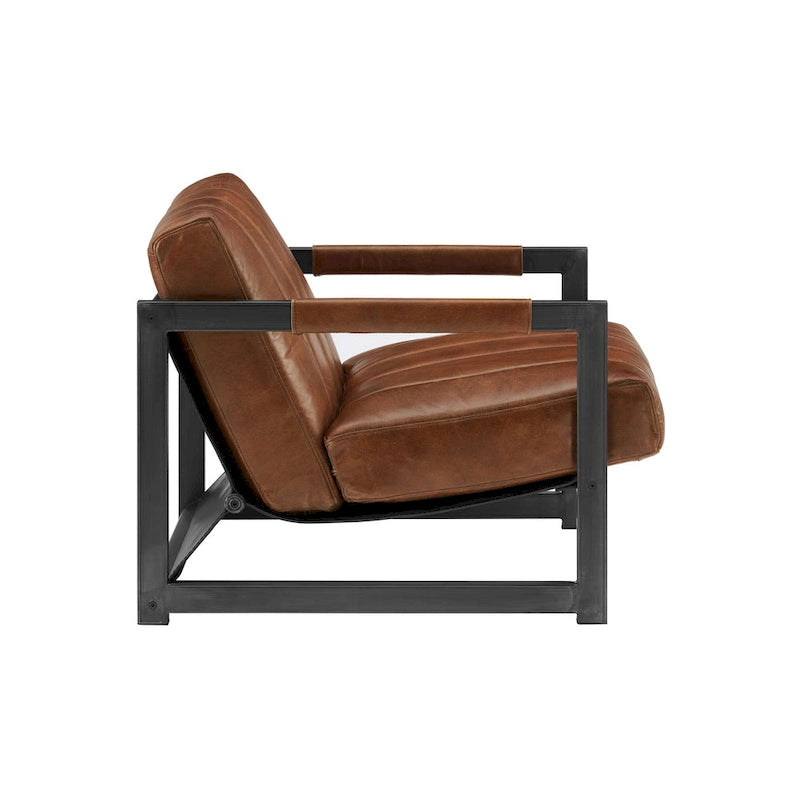 Fauteuil d'appoint de salon en cuir véritable