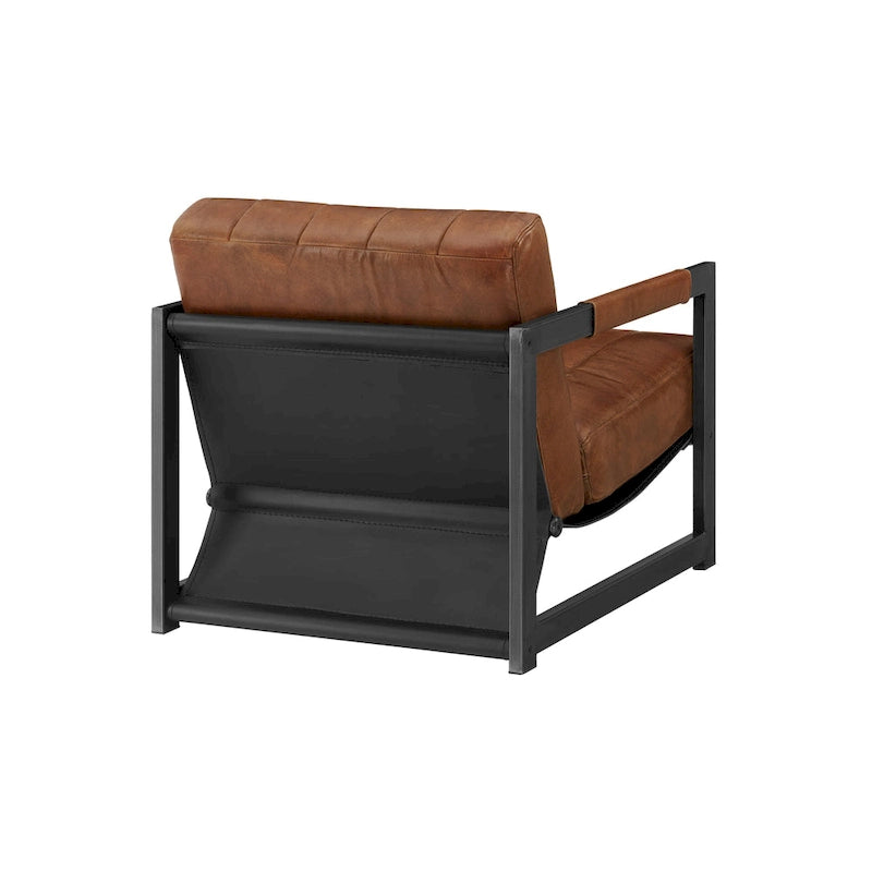 Fauteuil d'appoint de salon en cuir véritable