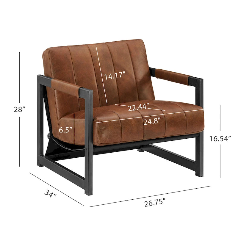 Fauteuil d'appoint de salon en cuir véritable