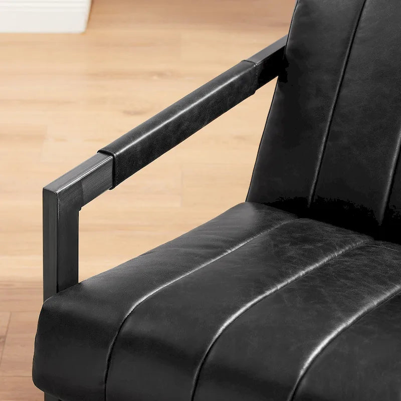 Fauteuil d'appoint de salon en cuir véritable