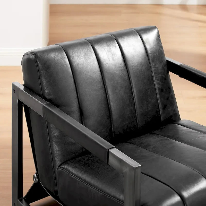 Fauteuil d'appoint de salon en cuir véritable