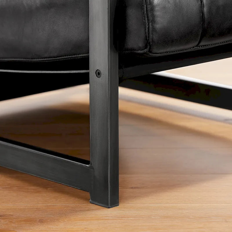Fauteuil d'appoint de salon en cuir véritable