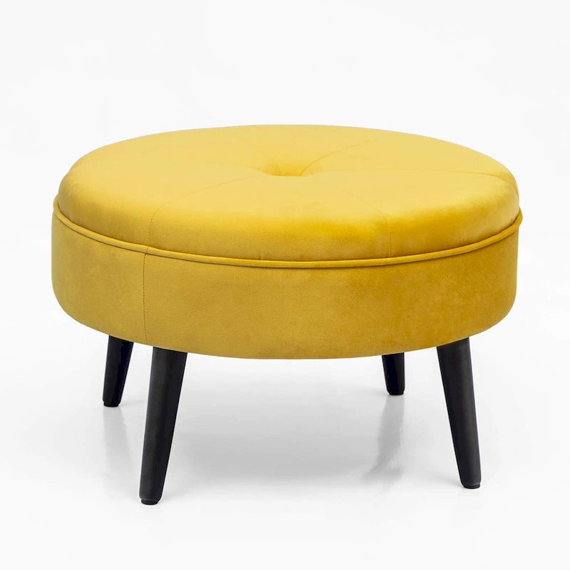 Pouf rond en tissu capitonné