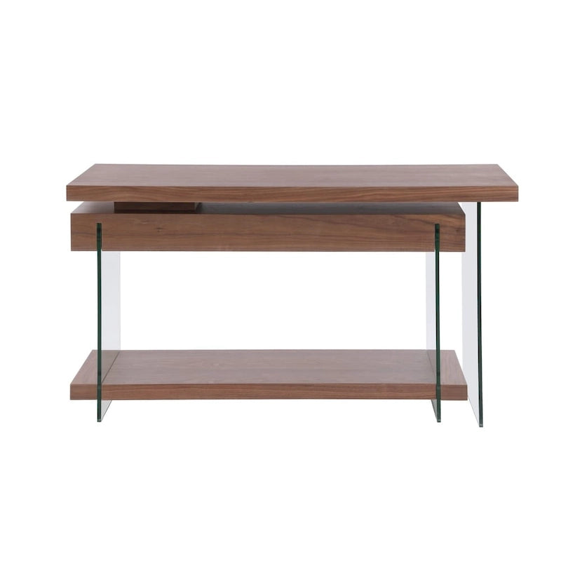 Bureau en verre rotatif et placage de noyer