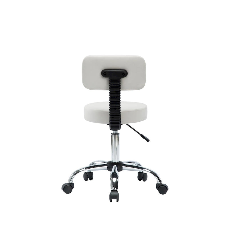 Tabouret de travail roulant réglable avec siège en similicuir et repose-pieds pliable