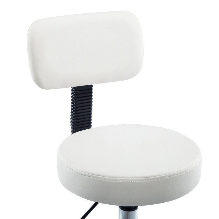 Tabouret de travail roulant réglable avec siège en similicuir et repose-pieds pliable