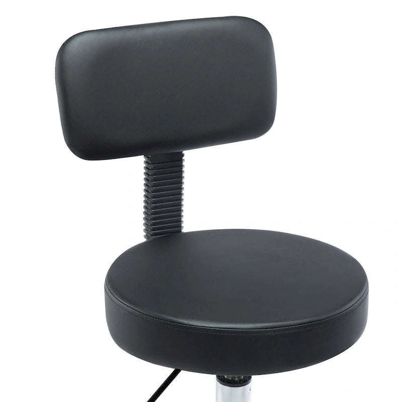 Tabouret de travail roulant réglable avec siège en similicuir et repose-pieds pliable