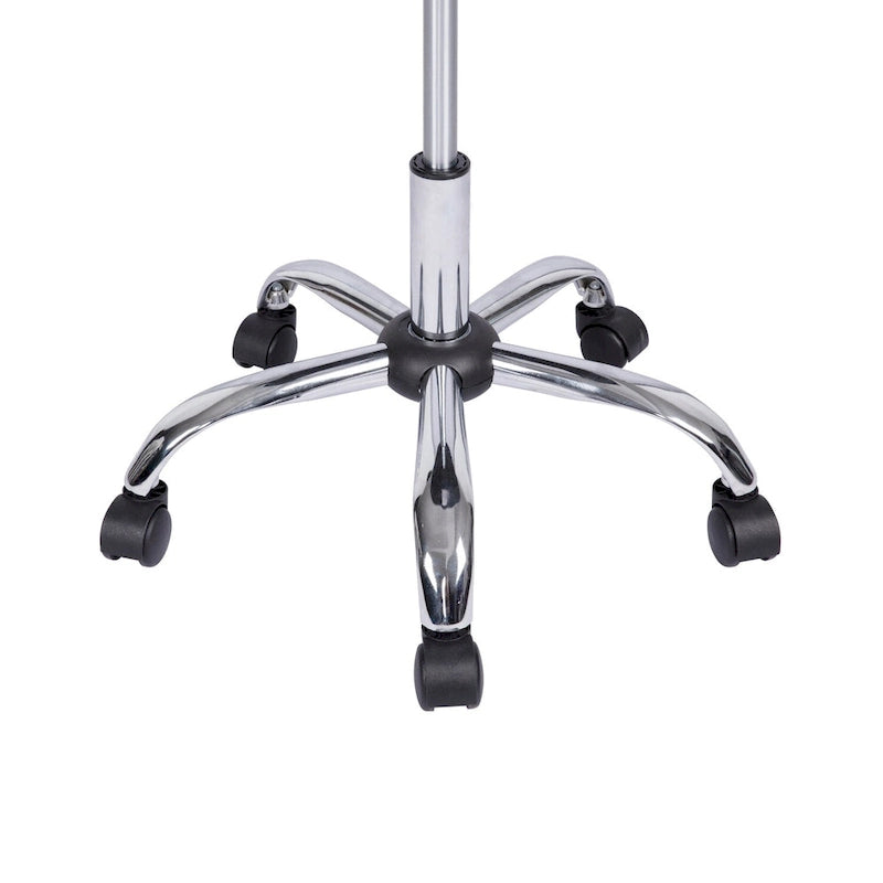 Tabouret de travail roulant réglable avec siège en similicuir et repose-pieds pliable