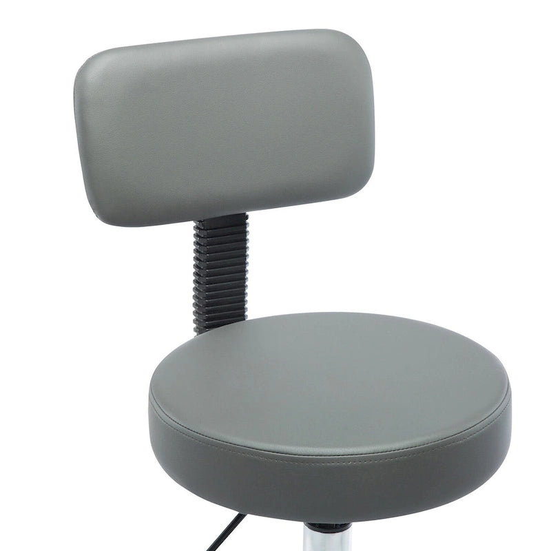 Tabouret de travail roulant réglable avec siège en similicuir et repose-pieds pliable