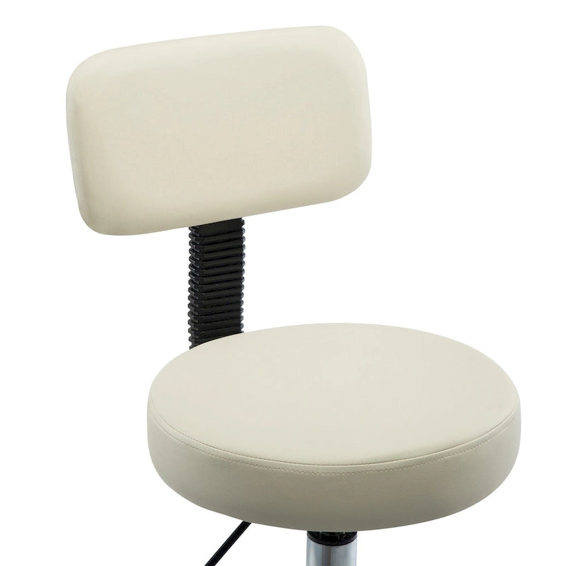 Tabouret de travail roulant réglable avec siège en similicuir et repose-pieds pliable