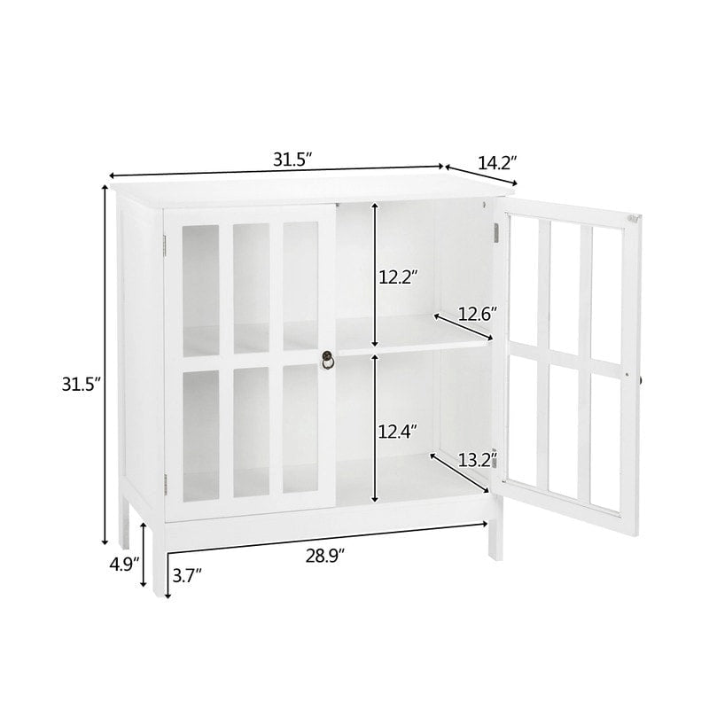 Meuble de rangement d'appoint autoportant avec porte transparente