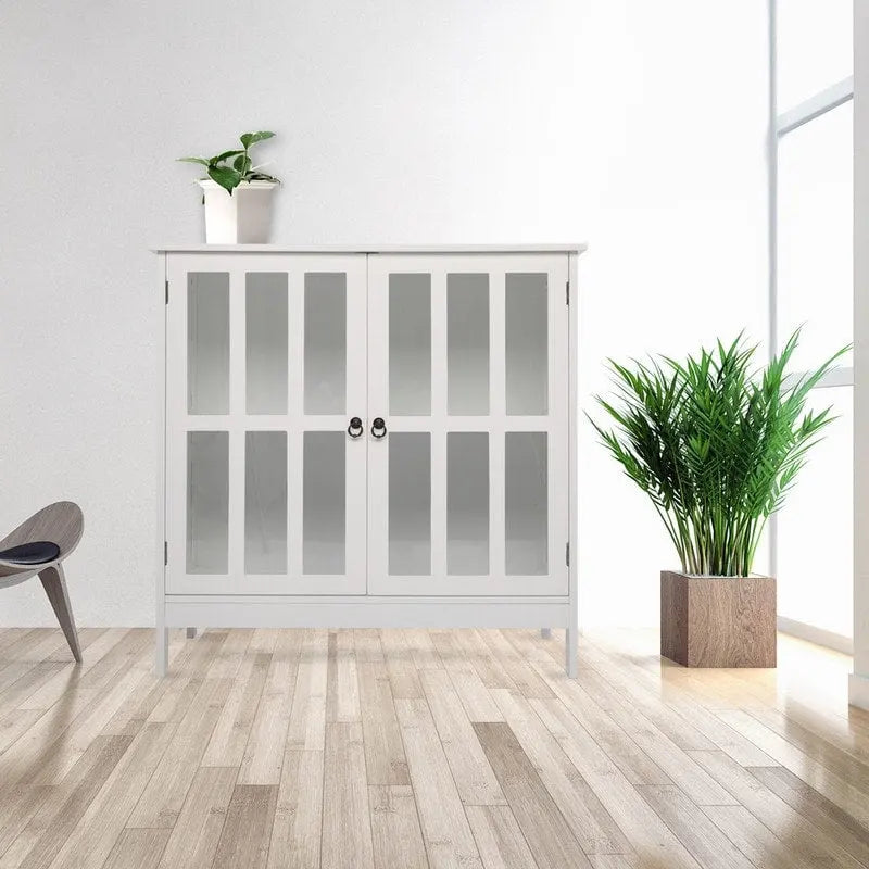 Meuble de rangement d'appoint autoportant avec porte transparente