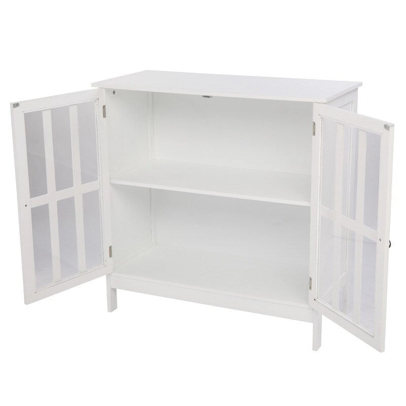 Meuble de rangement d'appoint autoportant avec porte transparente