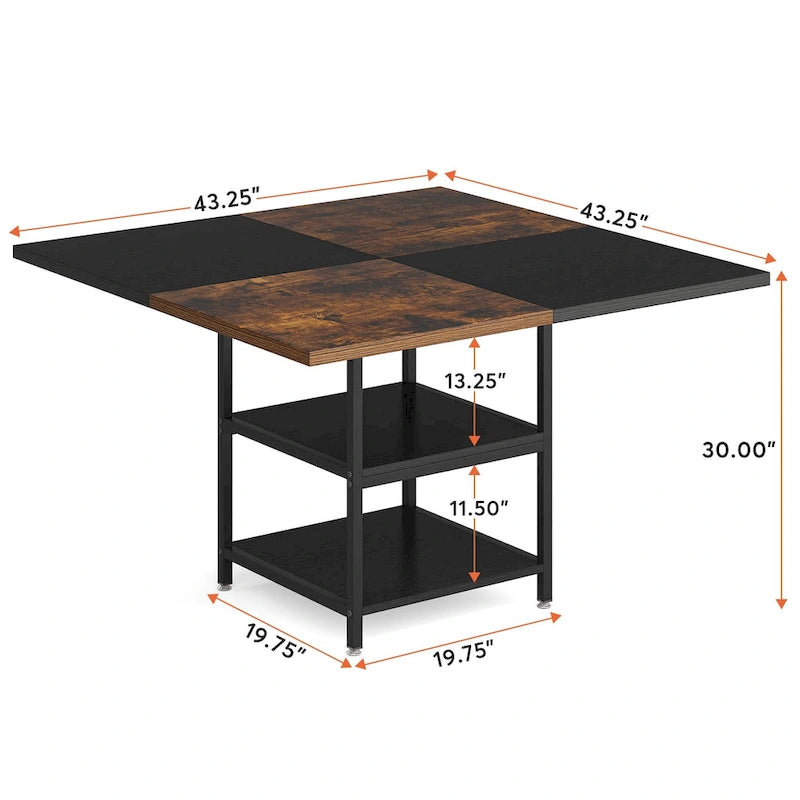 Table de cuisine Table à manger Étagère de rangement Pieds en métal Plateau en bois